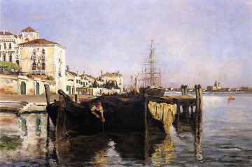 Vista del paisaje marino impresionista de Venecia John Henry Twachtman Pinturas al óleo
